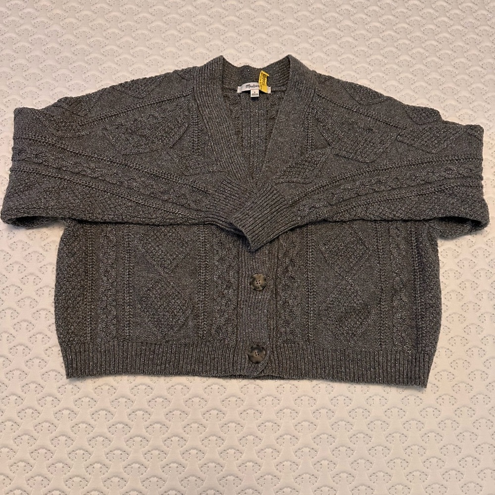 Madewell Charcoal Cable Knit Cardigan